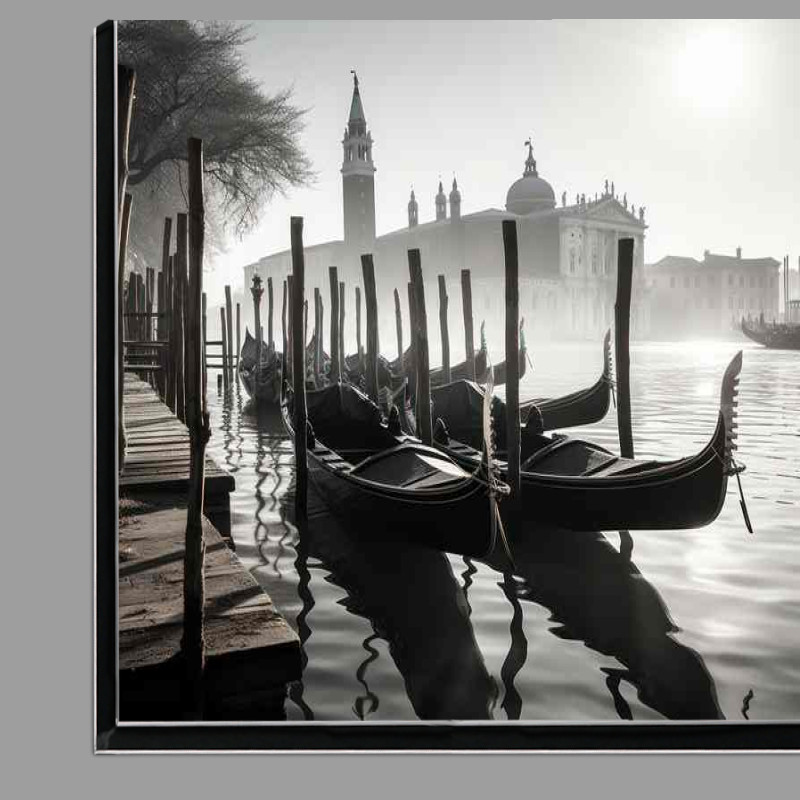 Buy Di-Bond : (Gondola Silhouettes Venice's Monochrome Magic)