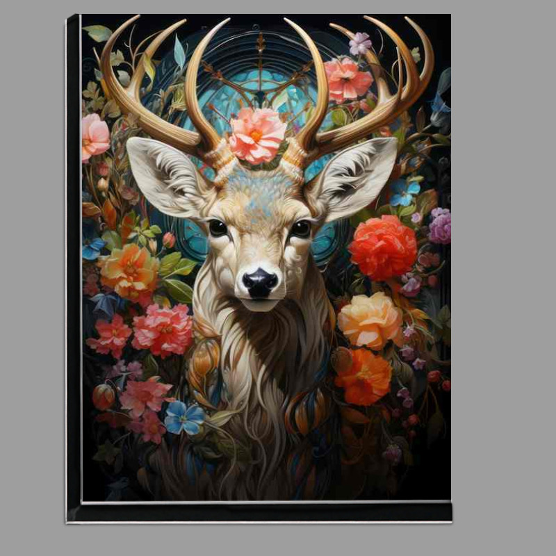 Buy Di-Bond : (The Luminous Realm Art of Darren The Deer amidst Flowers)
