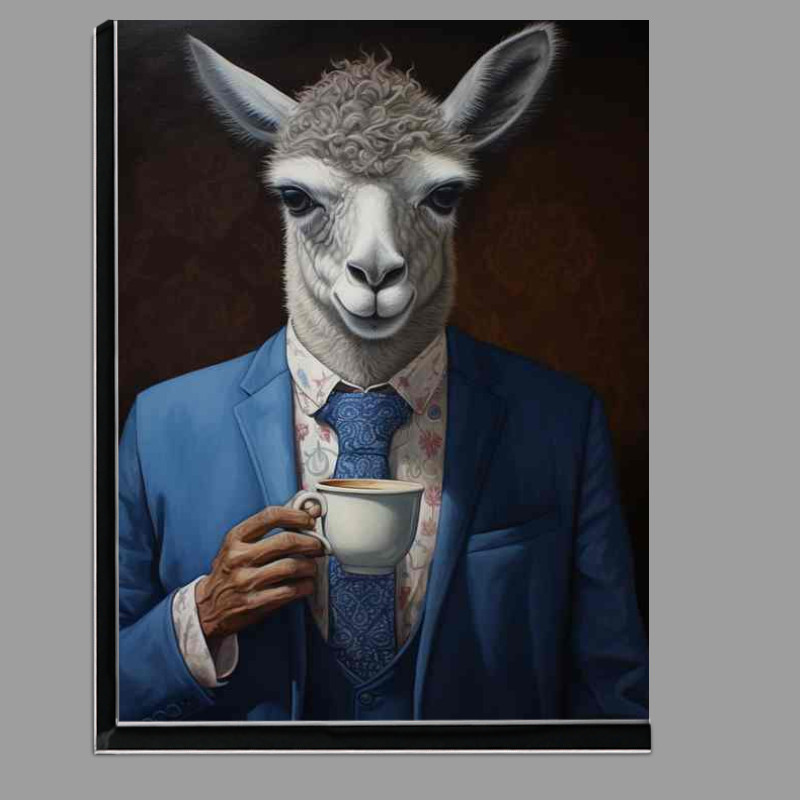 Buy Di-Bond : (Llama holding a blue cup of coffee out in front)