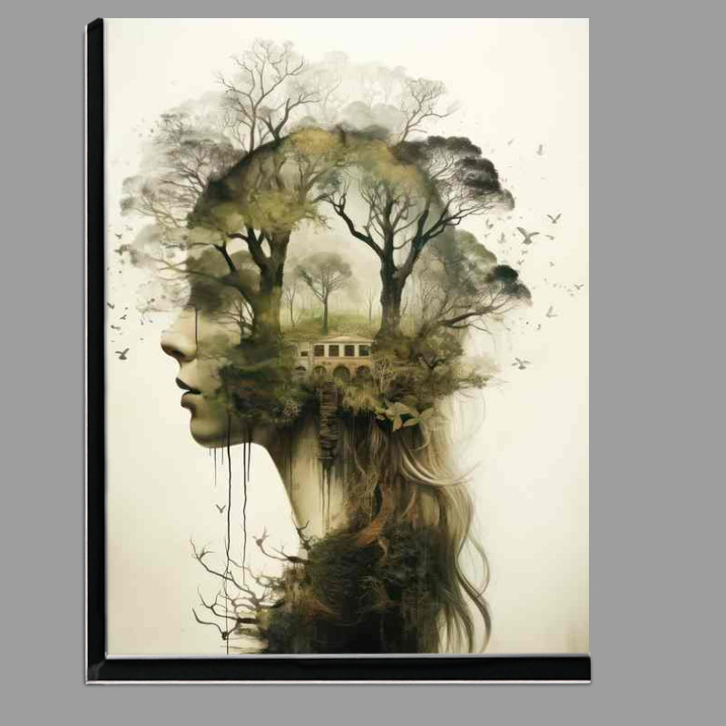 Buy Di-Bond : (Artistic Forest and Wildlife Fusion Mixed Womans Head)