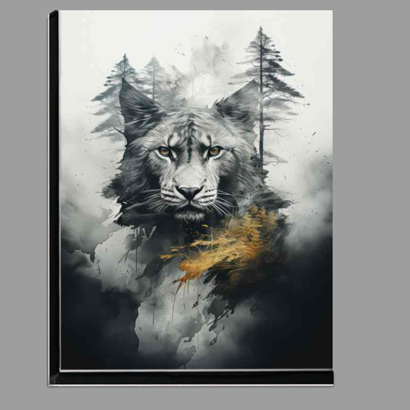 Buy Di-Bond : (Natures Nebula Double Exposure Mountain Cat Art)