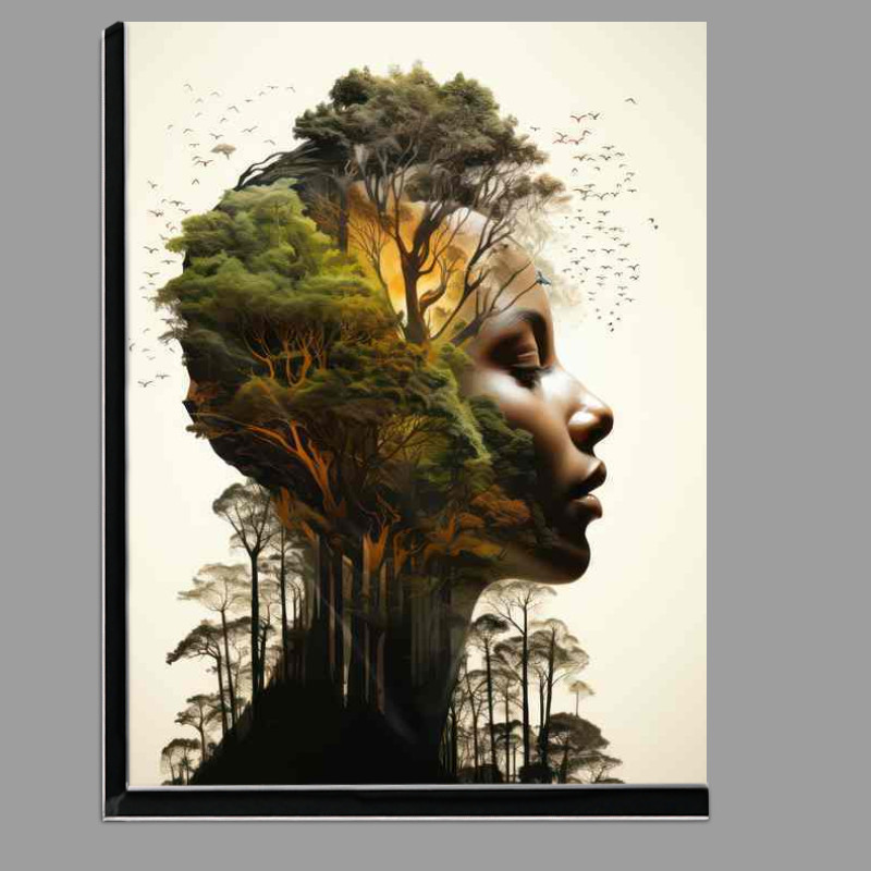 Buy Di-Bond : (Reflective Double Exposure Forestscape and a womans head)