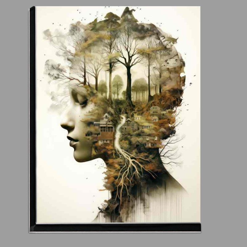 Buy Di-Bond : (Wilderness in Layers Double Exposure Drama Womans Head)